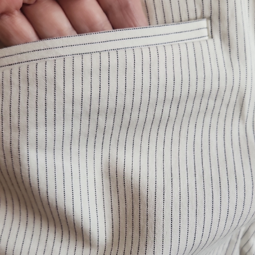 Banana Republic Cream With Black Pin Strip Pants, Classic Detailing - Picture 12 of 13